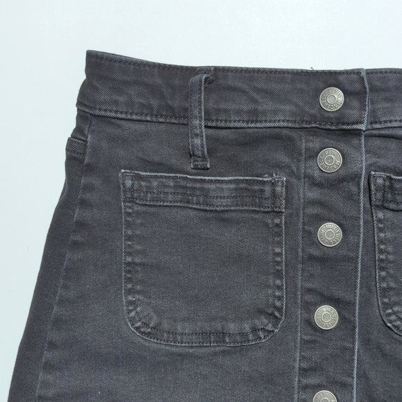 Madewell High Waisted Black Wash Button Front A-Line Denim Jean Mini Skirt 25 - Picture 7 of 11
